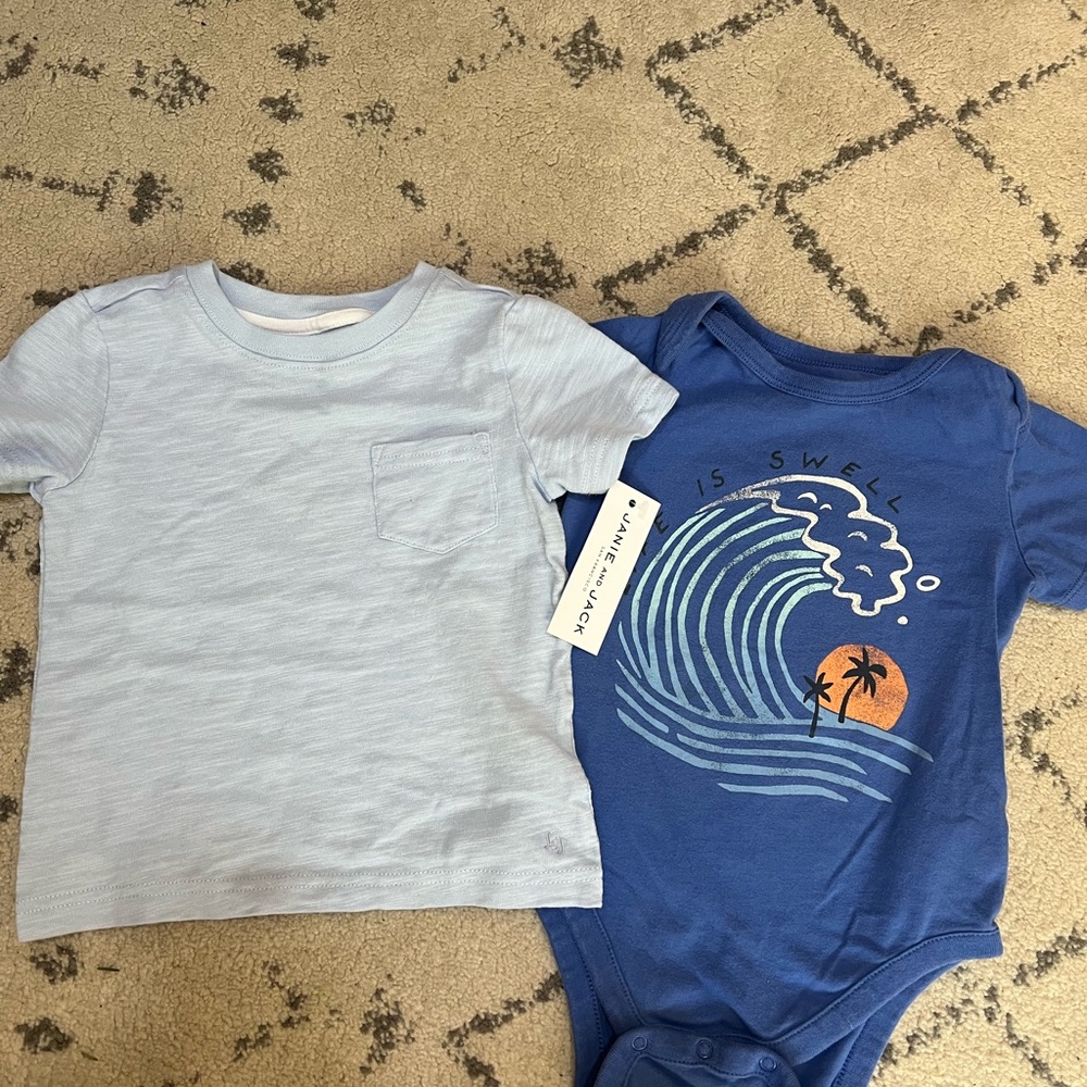 Janie and Jack Blue Graphic Wave Tee
